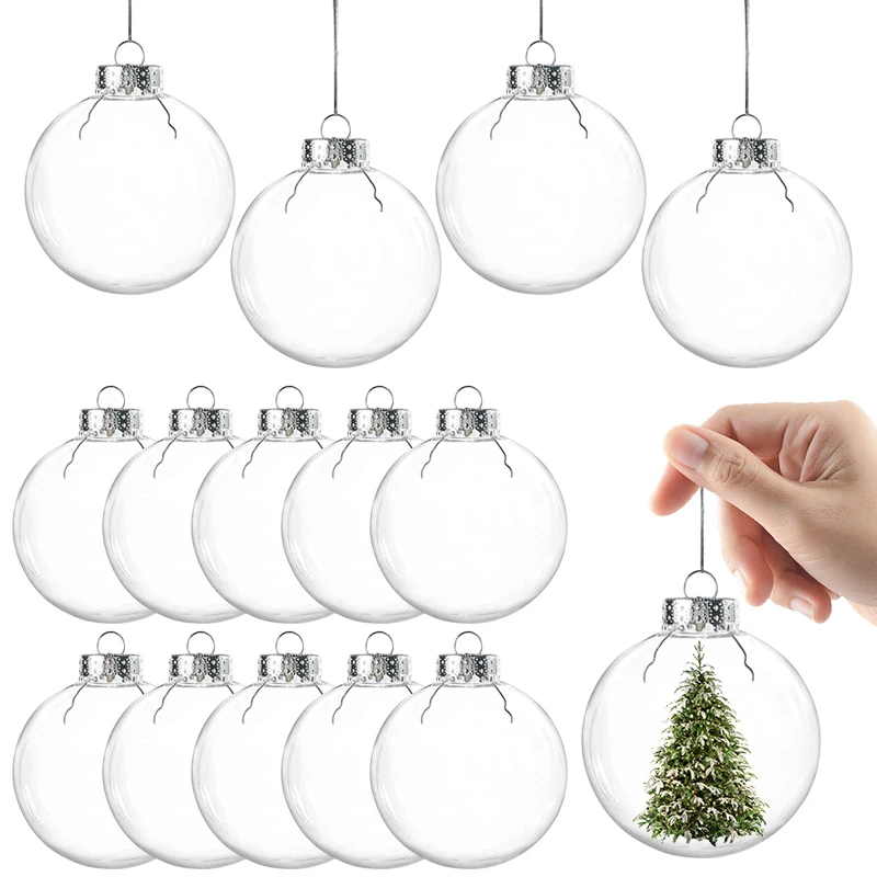 6pcs Plniteľná vianočná guľa Ornament Clear Hanging Bauble prívesok 2024 vianočný stromček Domáca dekorácia Navidad Nový rok darček pre domácich majstrov
