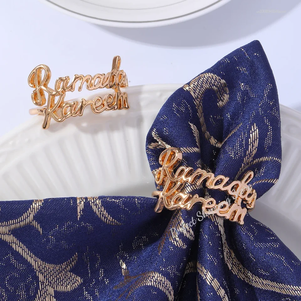 6pcs Ramadan Kareem Strh prstene Set Eid Mubarak Muslim Islamský jedáleň