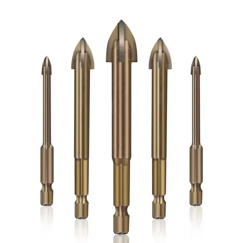 6pcs set cementovaný karbid kríž hex hex sklenený keramický vŕtač