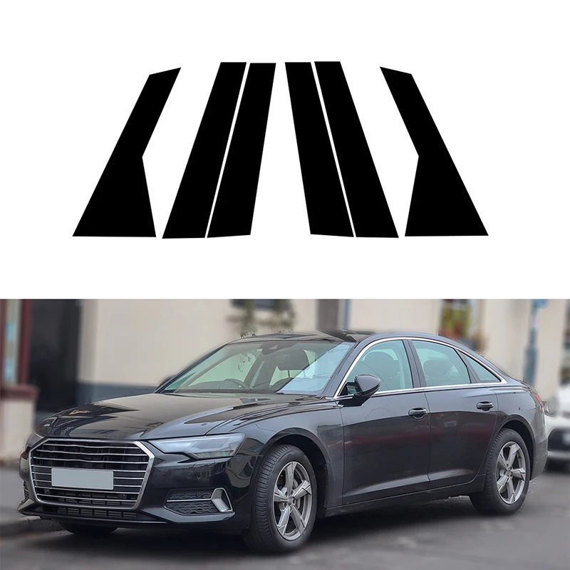 6pcs set lesklý čierny stĺpec BC stĺp stĺpky dvere bočné okenné obklady nálepky na nálepky súprava pre Audi A6 C8/4K 2019-2023