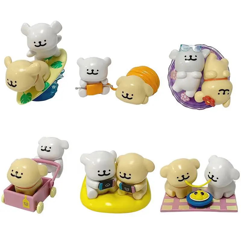6pcs/set Maltese Cute Figurín Happy Continuous Action Figures PVC Model Desktop Ozdoby