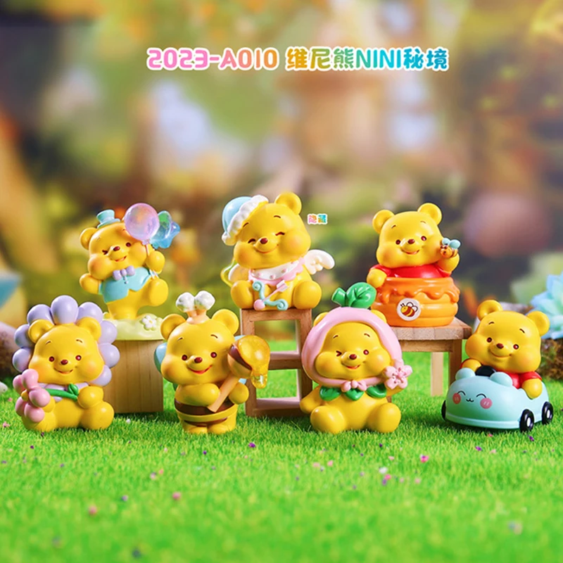 6pcs Winnie Pooh Bear Nini Secret Realm Blind Box Cute Bear Bedside stolová stolová stolová dekorácia Študentský festival darček záhadný box