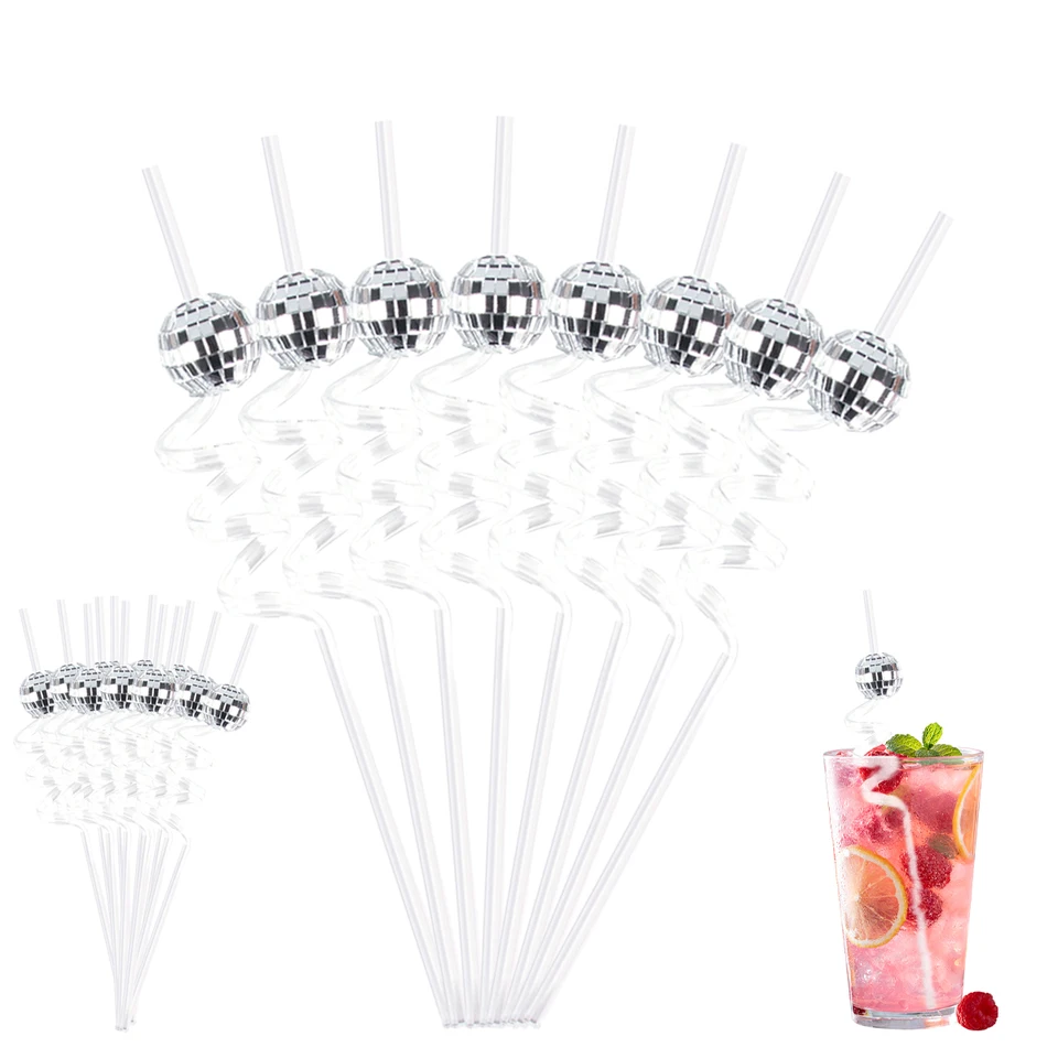 6pcs zrkadlové disco loptové slamky 70S Disco Party Dekoratívna mini disco slama narodeniny Svadba bakalárska sliepka s hen