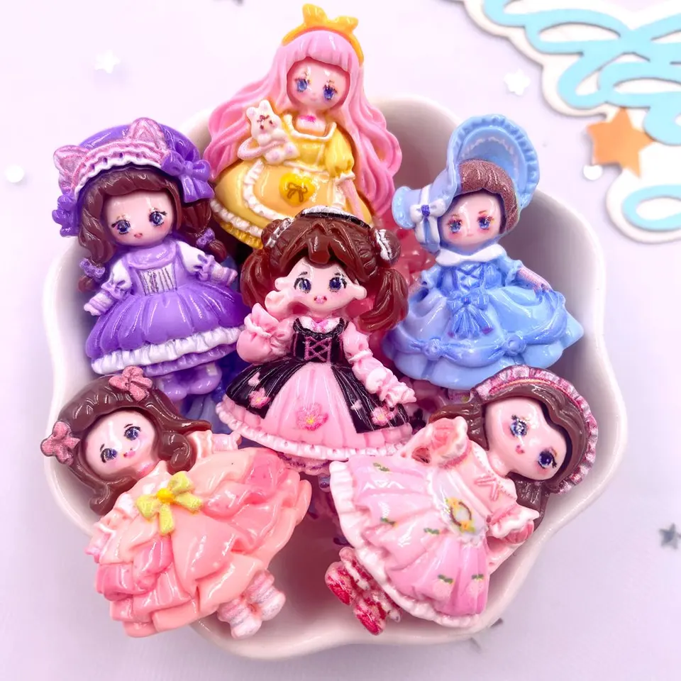6pcs živici kawaii farebná karikatúra roztomilé dievča Flatback Stone Domovod dekorácie princezná rozprávková figúrka zošita