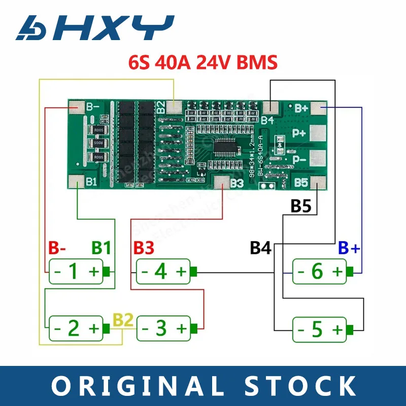 6S 40A 20A 24V 18650 Li-Ion Litium Litium Battery Board Solar Lighting BMS PCB s rovnováhou pre skúter Ebike