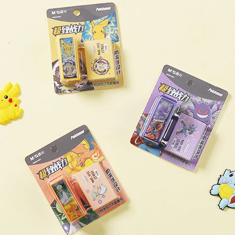 6set/veľa kreatívneho pokémona Eraser Stapler Set roztomilé kreslenie kresby ceruzky gumy kancelárske potreby pre deti