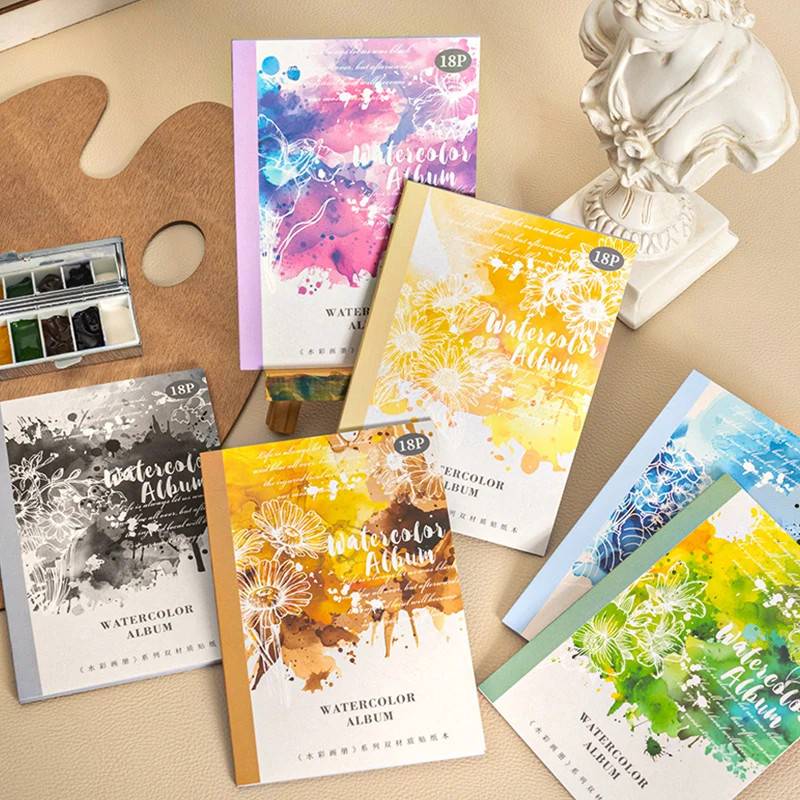 6style 18ks/taška Watercolor Book Series Street Book Kreatívny materiál dekorácia DIY Scrapbook Scrapbook Photo rámce okuliare
