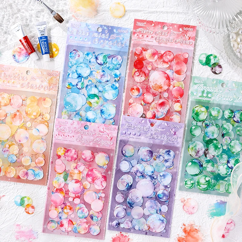 6style 4ks/taška Glazed Sugar Heart Series Street Pack Creative Material Decorácie DIY Príručka scrapbooking telefónny prípad karta