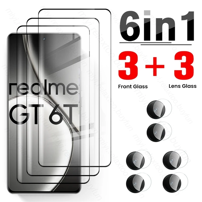 6to1 9D zakrivené temperované sklo pre Realme GT 6T T6 GT6 T GT6T 5G 2024 RMX3853 6.78 
