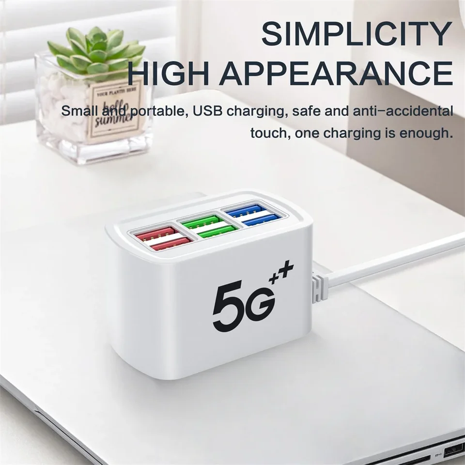 6USB USB Power Strip Telefón nabíjačka Univerzálny adaptér Multi port nabíjanie hlavy Socket EU US Plug Wall nabíjačka Socket Hub Splitter
