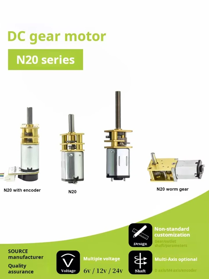 6v 12V 15-6000 ot./minpm GA12-N20 DC Gear Motor Ovládaný ovládací ovládací ovládací prvok Nízky hluk pre DIY elektronické vybavenie hračky Mini stroj