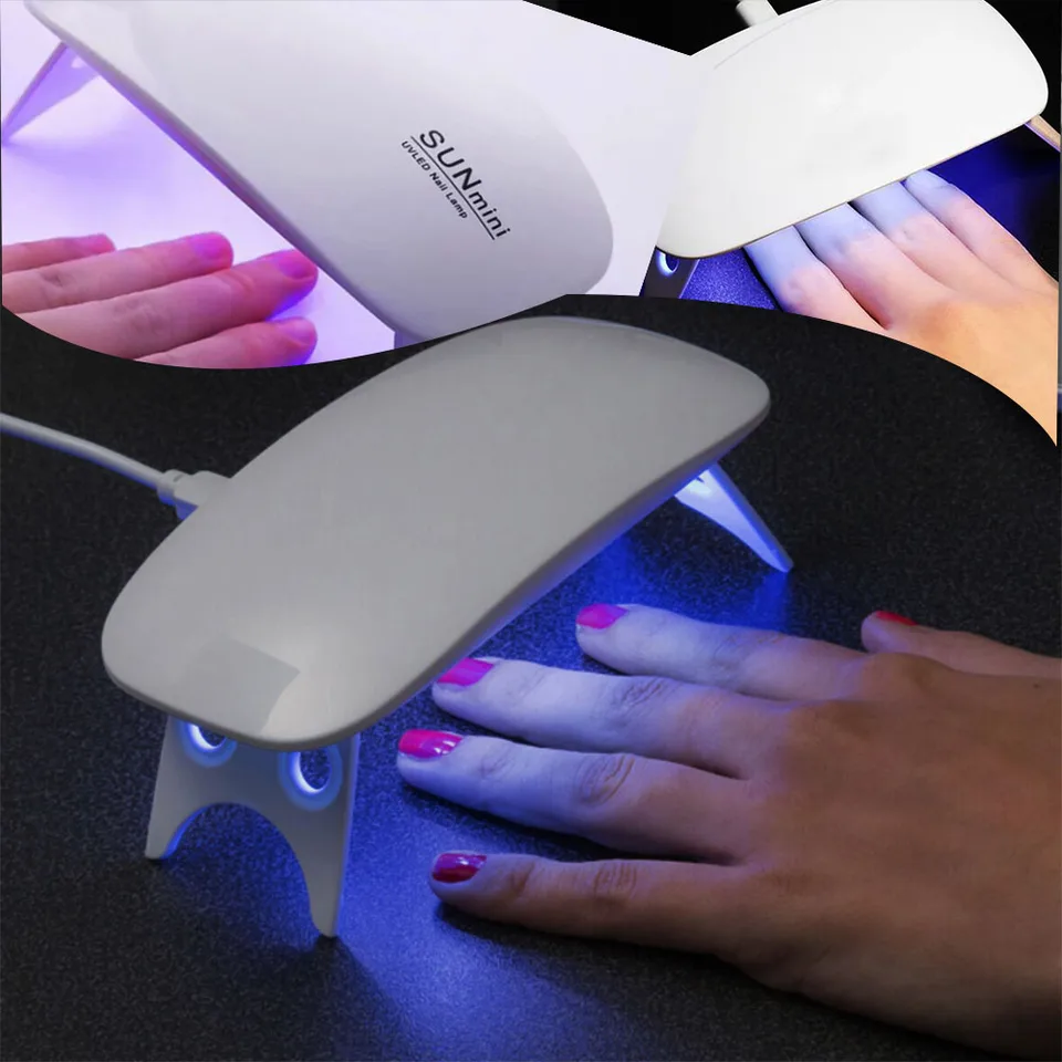 6W Mini Machine USB na nechty sušičky 13x8x2cm UV lampa LAMP na nechty s 6ks LED guľôčkami biela/ružová mikro UV manikúra LAMP pre nechty