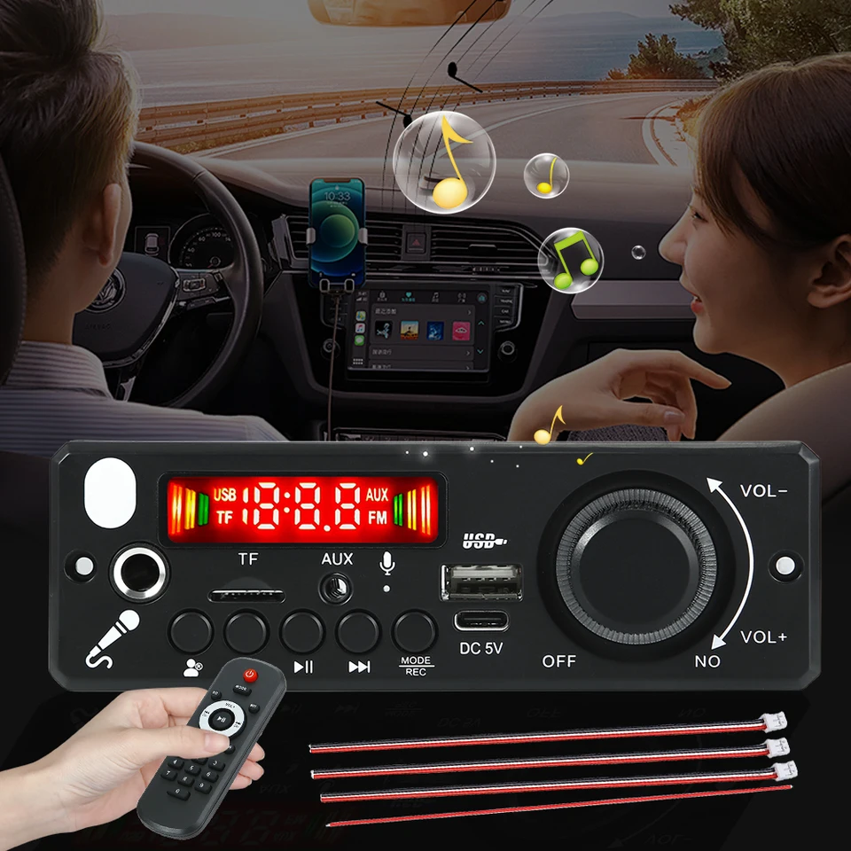 6W zosilňovača MP3 WAV Decoder Board 5V Bluetooth kompatibilný 5,0 FM Radio Modul TF USB Mikrofónový záznam s diaľkovým ovládačom
