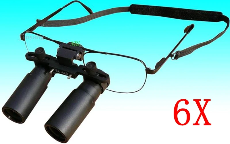 6x 420 mm zubné binokulárne binokulárne loupy 6x Zväčšovacia šošovka Chirurgické zubné lekárske operácie Loupe Operations Keplel Lunder Guel s krabicou