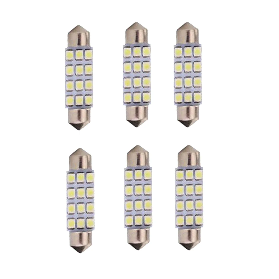 6x biela 42 mm 211-2 212-2 214-2 578 12-SMD-3528 LED žiarovky pre svetlo dverí