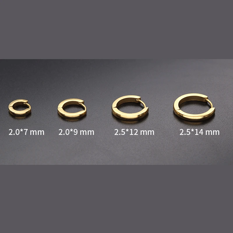 7-14 mm z nehrdzavejúcej ocele Simple Mini Circle Drobné náušnice obruče pre ženy chladná okrúhla geometria malé náušnice s malými objatiami dievča