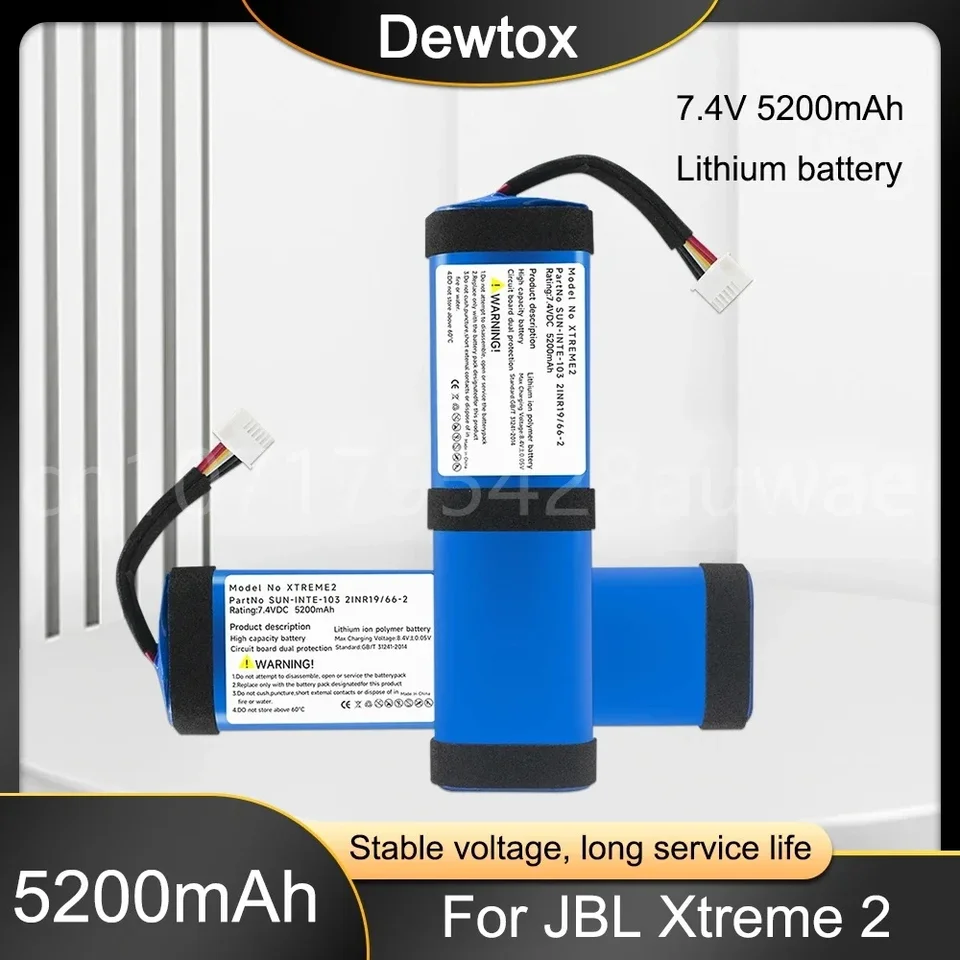 7,2V 5200MAH SUN-Inte-103 2inr19 66-2 ID1019 LI-ION Nabíjateľná batéria pre JBL XTREME 2 XTREME2 Bluetooth Audí