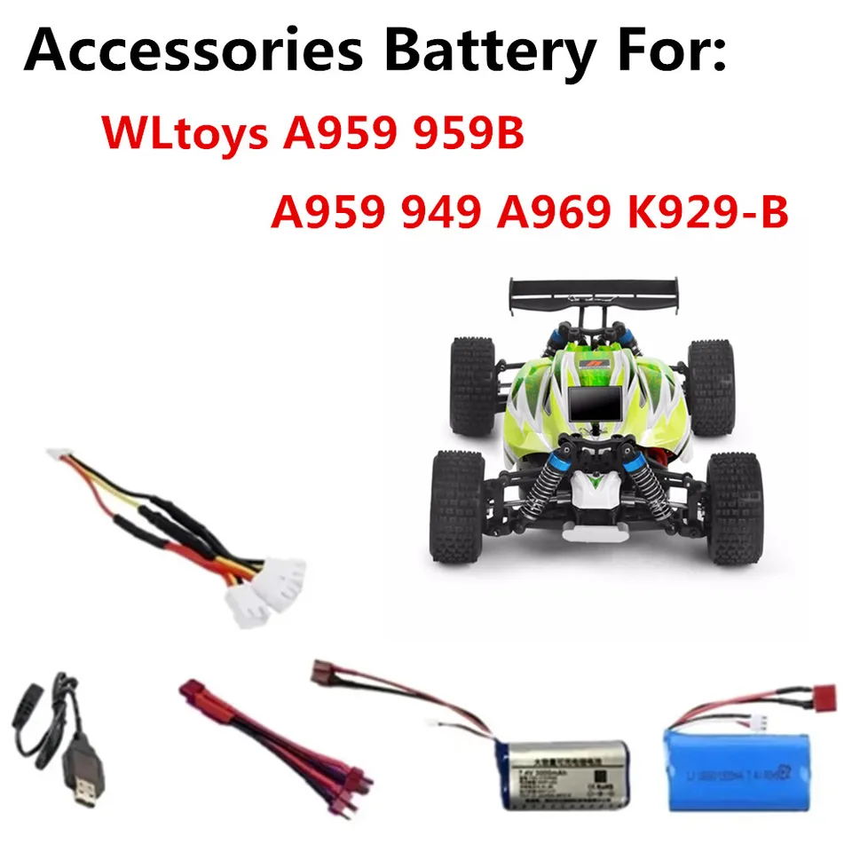 7,4 V 1500 mAh 3000 mAh batéria /T-plug /3in1 Kábel vhodný pre: Wltoys A959 959B RC Náhradná batéria A959 949 A969 K929-B