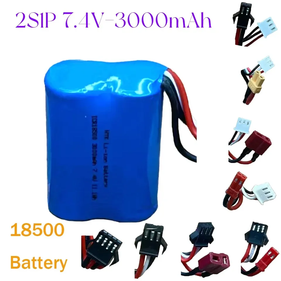 7,4 V.3000 mah. 2S1P.18500 lítiová batéria. Pre t soketu, SM-2P, 3P, 4P, JST, XT30, Elektrické diaľkové ovládacie prvky, hračkárske závodné auto.
