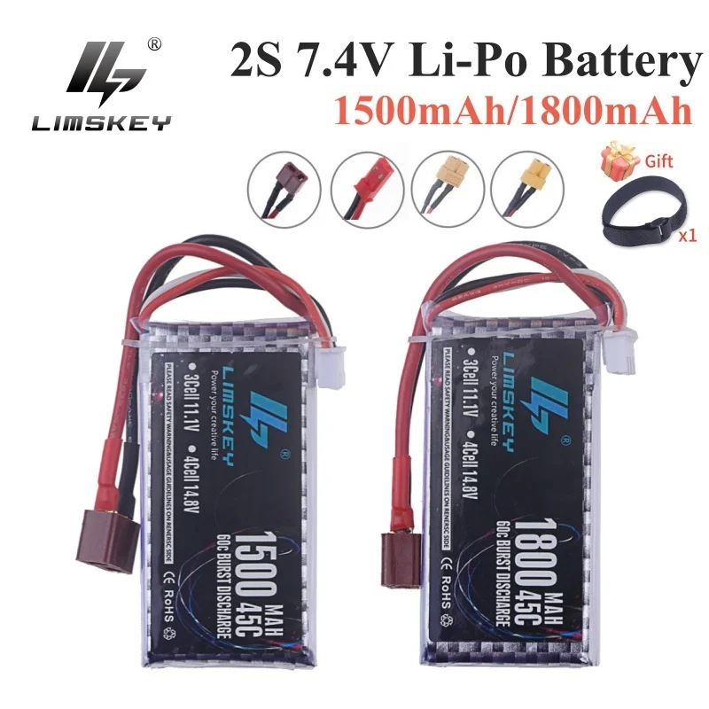 7,4 V Lipo batéria 2S 1500 mAh 1800 mAh 45c batéria pre RC Drone Helikoptéra Car FPV Euts Darts s T JST XT30 XT60 zástrčka 7.4V LiPo