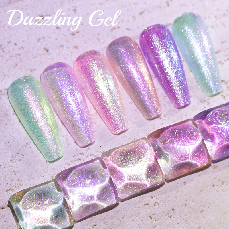 7,5 ml Aurora Chameleon Glitter Dazzling Pearl Gel Poľh LED Gel na nechty na nechty na nechty na nechty z UV LED polo-permanentným lakom