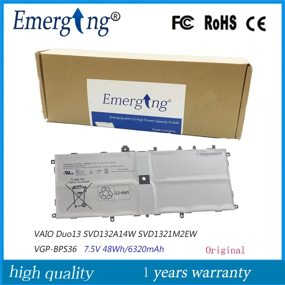 7,5V 48Wh 6320 mAh VGP-BPS36 NAPOHLATNÝ batéria pre Sony VAIO DUO13 SVD132A14W SVD1321M2EW BPS36