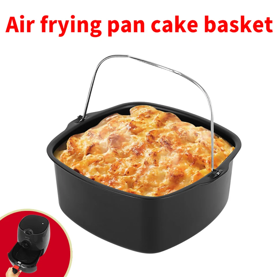7/8 palcový nelick na pečenie Air Fryer Pot Square podnos na panvicu Pizza Pizza Cake Bakere Bakeware Kuchynský bar varenie doplnky