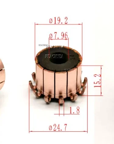 7,96x19.2x15.2mm 12pcopper bary Alternátor elektrický motor komutátor Copper Commutator pre mini vŕtačku na armatúre komutátora