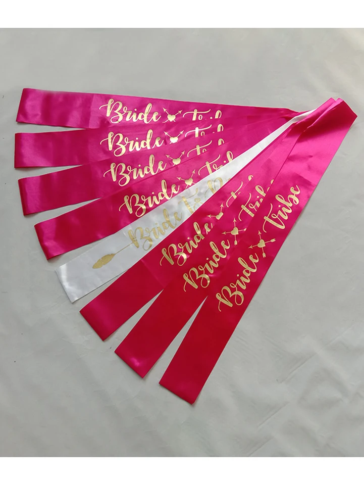 7 balení ružové saténové bakalárske zasielania Bachelorettesy Bride Bridesmaids Sashes pre svadobnú sprchu, bakalárske večierky