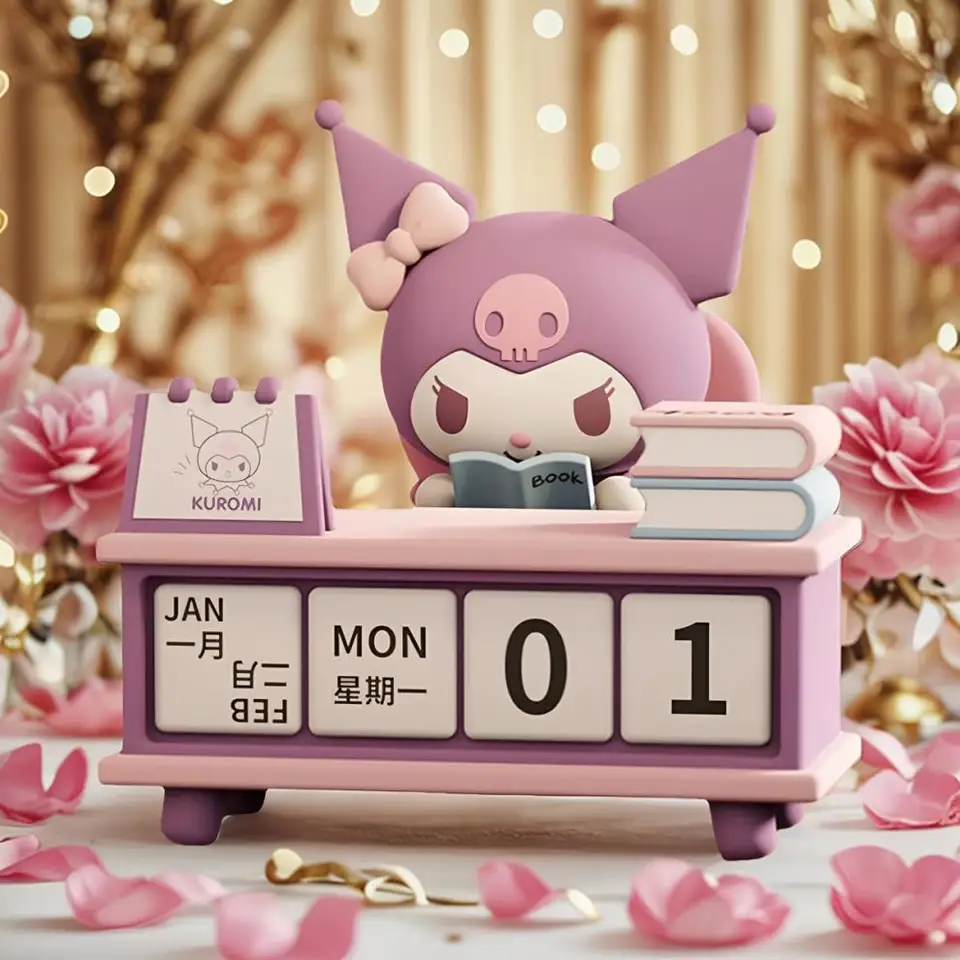 7 cm kawaii Sanrio Hello Kitty Toy Kuromi Handmade Desk Calendar Series Pochacco Female Desktop Ornament Creative Children's Gift
