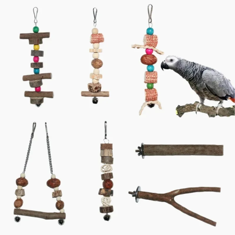 7-dielna súprava stánkovej palice Bird Betch, Swing Bird Supplies, Bird Hračky, klietkové príslušenstvo, papagájové hračky