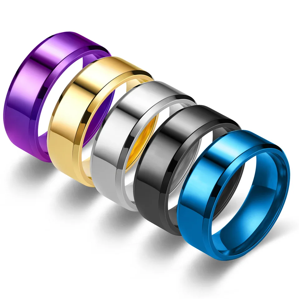 7 farieb 8 mm prstene Rings Titanium Nerezová oceľ Rings pre mužov Ženy Matte Brushed Svadobný zásnubný prsteň pár šperkov Darček