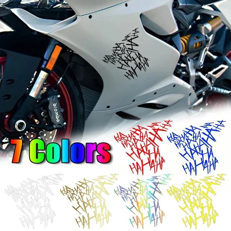7 farieb hahaha nálepky na motocykle Kreatívne vtipné motokrosové prilba vodotesné nálepky na dekorácie motocyklovú nálepku palivovú nádrž 1pc