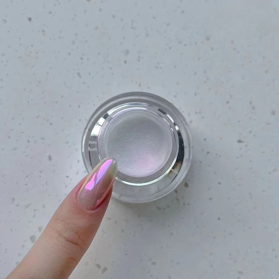 7 farieb mesačného svitu nechty prášok Aurora Aurora Pearl White Chrome Subbing Práškový efekt laserové mesačné svetlo prášok
