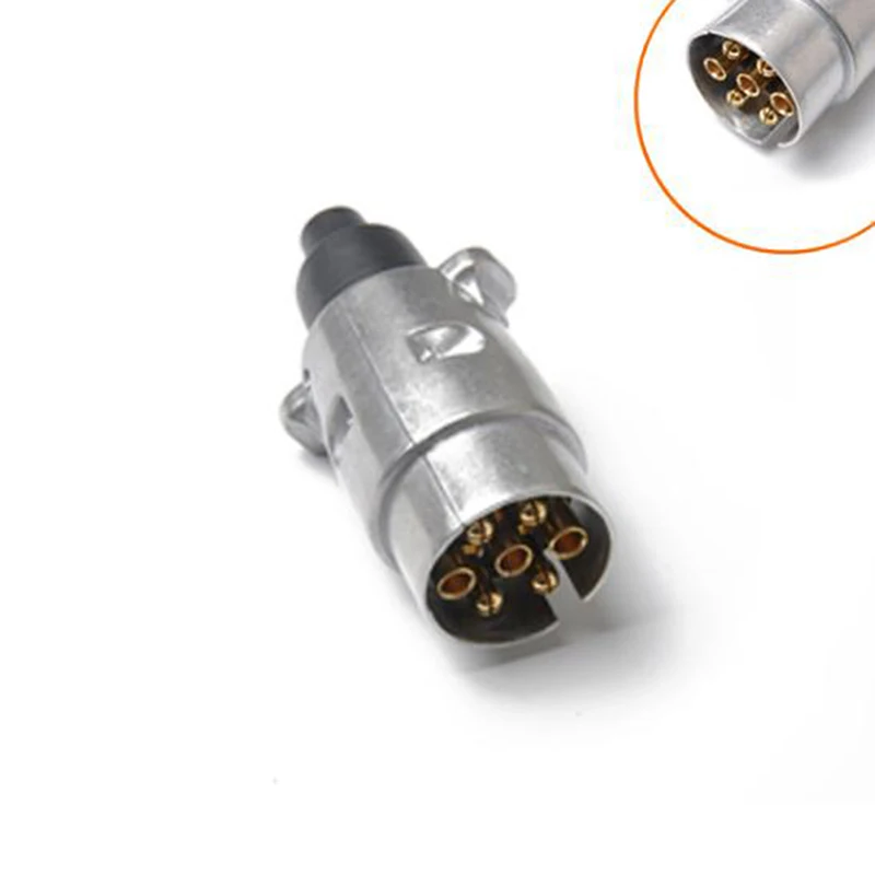 7 -kolíkový prívesok s objímkom Towbar Metal Hliníková zliatina Plug 7 Pole Towing Connectors Adaptér pre lode Caravan RV Truck 12V
