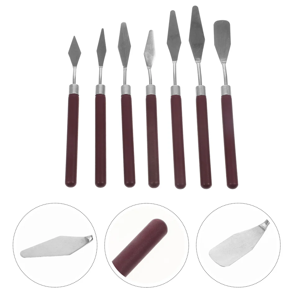 7 ks olejové farby škrabky na škrabky na škrabky maľovanie lopaty paleta Spatle Spattulas Supals Set Canvas