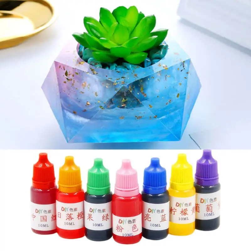 7 ks/set 10 ml potravinového stupňa farbenie Pigment Slime Crystal Mud farbivové farbenie Epoxy kryštál DIY ručne vyrobené šperky doplnky lepidla