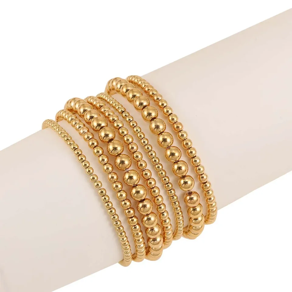 7 ks/set Fashion Gold Color Peads náramky pre ženy vintage ručne vyrábané náramky Sada šperkov