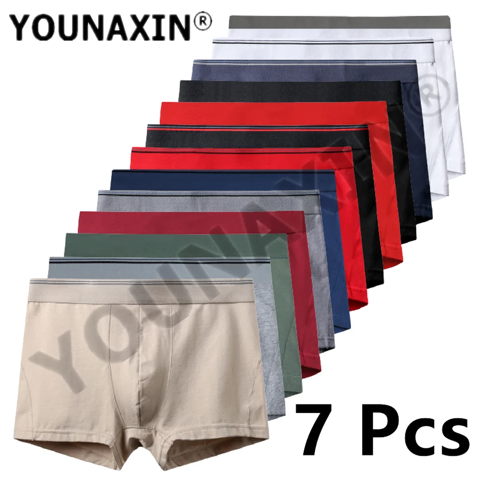 7 ks/veľa veľkých mužov Underwear Cotton Boxer Briefs Soild Priedušné boxery nohavičky Umrňovače zmiešané farby ML XL 2XL 3XL