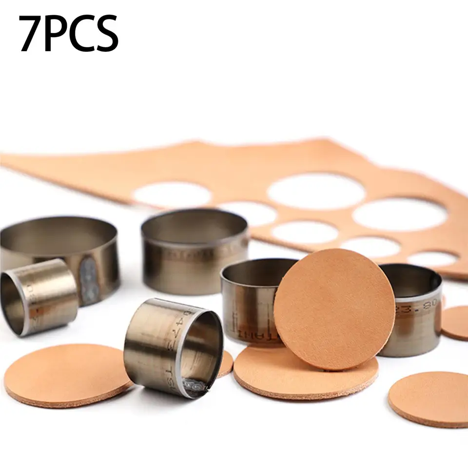 7 kusov kožené rezanie tvarov 25 mm, 30 mm, 35 mm, 40 mm, 45 mm, 50 mm, 55 mm kožená dierovacia diera pre ručne vyrábané kožené remeslo