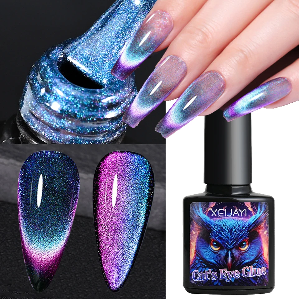 7 ml laser 9D CAT Magnetický gél na nechty lak na nechty holografický dúhový leskový lak GEL GEL SEMILENTNÉ nechty Art namočenie z laku UV GEL