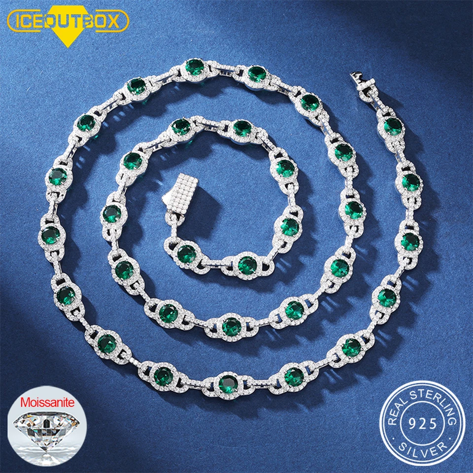 7 mm ľadové out d VVS MOISSANITE 925 Sterling Silver hrog reťazec reťaz zeleného okruhu cz hlavné kamenné hip hop mužy dámske náramky šperky