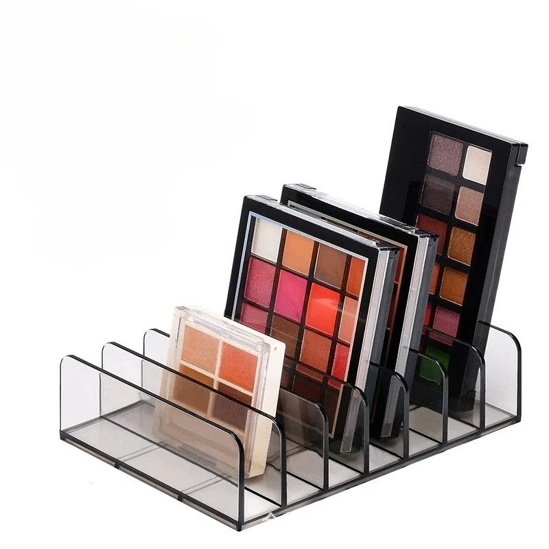 7 mriežky Clear Acryl Eyeshadow Compakt Organizátor Organizátor Organizácia Transparentné sloty kozmetika Case Demdider Makeup Storage Box