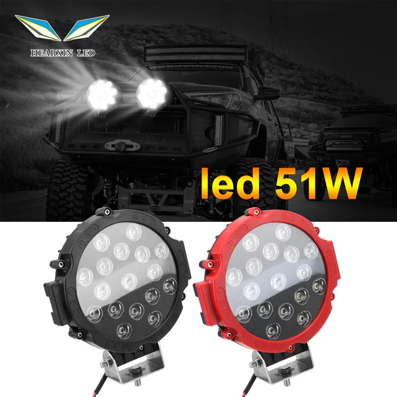 7 palcov 51 W svetlé LED svetlo LED z cesty 4x4 Spotlight CAR Svetlomet Pracovná lampa Automobilový automobil Automobilové doplnky pre kamión Jeep Hummer