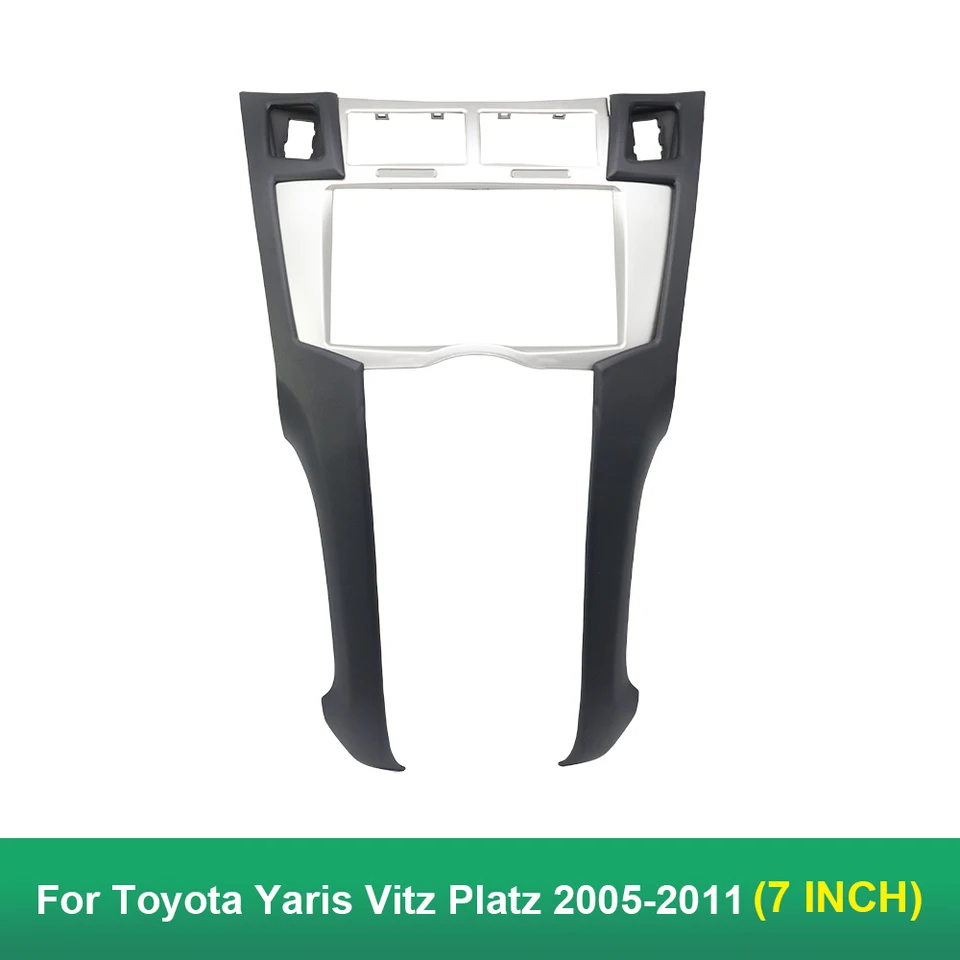 7-palcová 2 DIN Car Radio Radio Stereo Frame Tress Kit Dashboard pre Toyota Yaris Vitz Platz 2005-2011