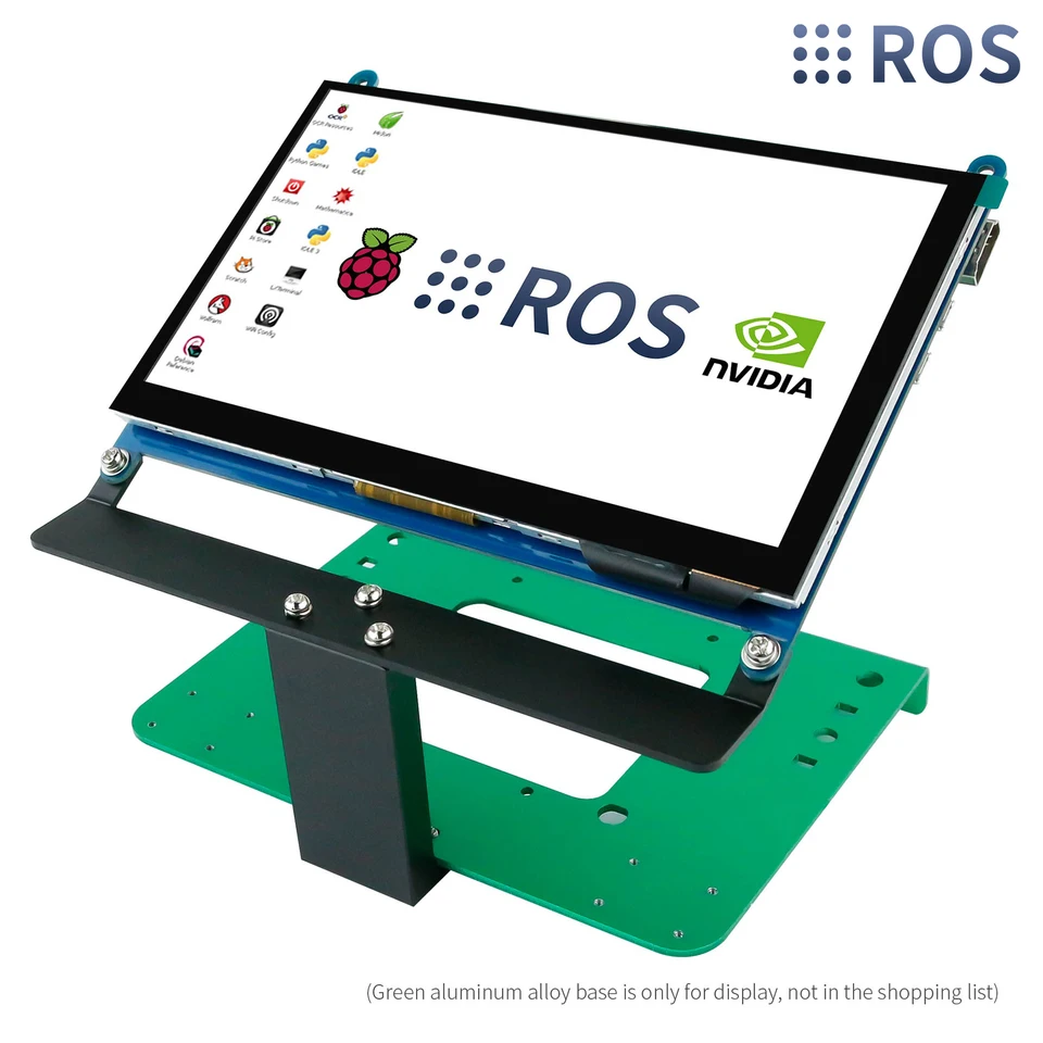 7-palcová dotyková displejová obrazovka s hliníkovou zliatinovou držiakom pre stabilnú podporu a anti-drop pre Raspberry Pi Jetson Car Ros Robot