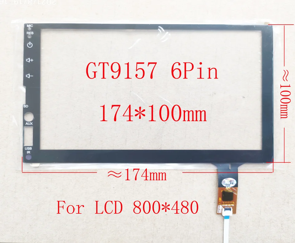 7-palcové auto rádio MP5 GPS kapacitné dotykové obrazovky Digitalizátor Digitalizátora Panel Glass GT9157 6pin 174*100 mm LXH-TPC0037-677 HC-36GT911