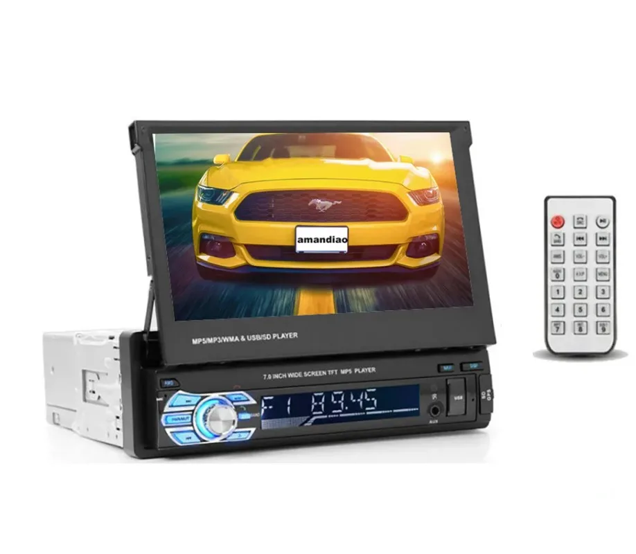 7 -palcové preklopenie auta MP5 Player Player Drachable Touch Screen 1 Din Car Stereo Audio
