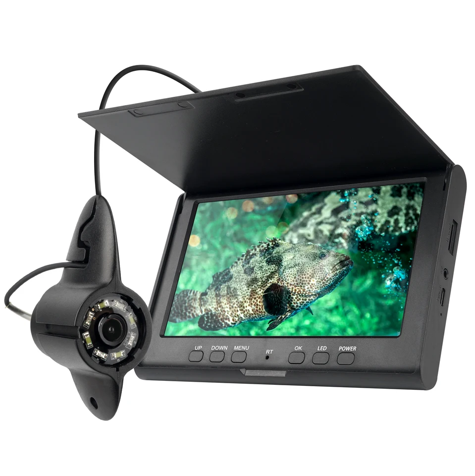 7 -palcový 20 m kábel prenosný pod vodou Finder Finder 8 LED Fishing Camera fixovaný na tyči 720p Monitor IP68 na rybolov jazera
