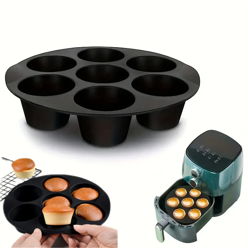 7 -palcový 7 otvor Airfryer Silikone Muffin Muffin Panc Cupcake Form pre 3,5 až 5,8 l Air Fryer Accessories Non Stick Mini Cake Folma